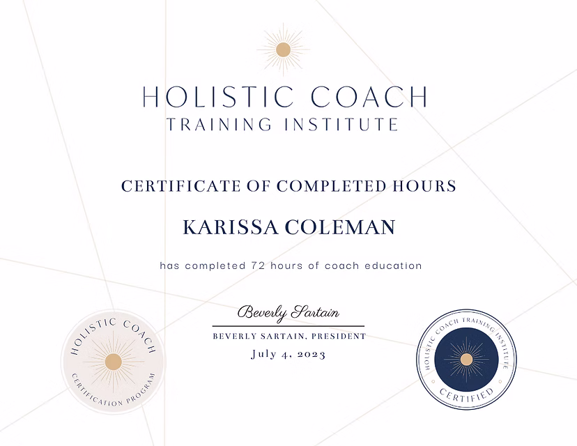 Holistic Coach Training Institute certified badge